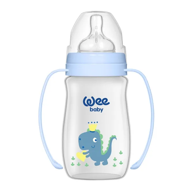 Wee Baby | Plastic Wide Neck Bottle with Grip from 0-6M Blue | 250ml