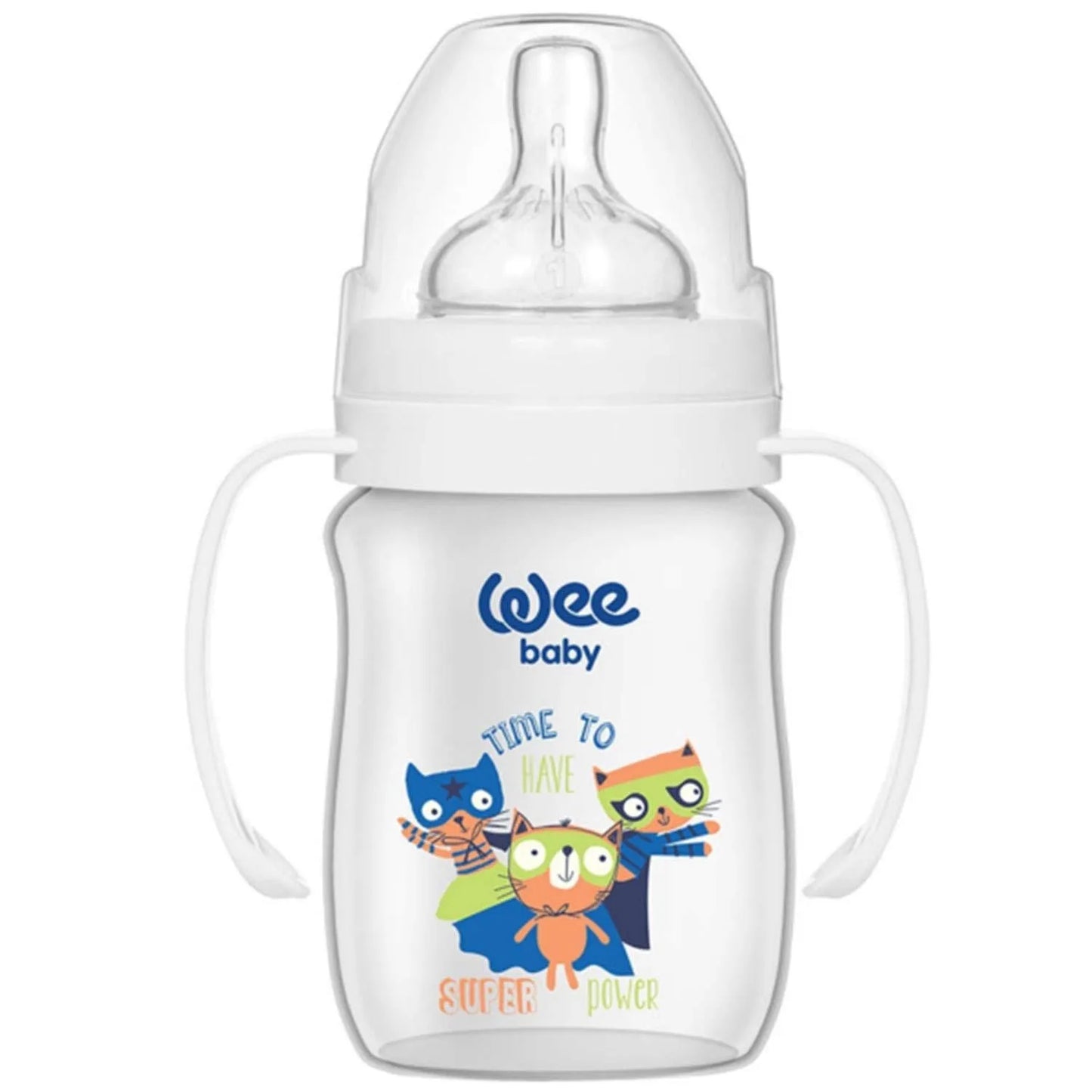Wee Baby | Plastic Wide Neck Bottle with Grip from 0-6M White | 150ml