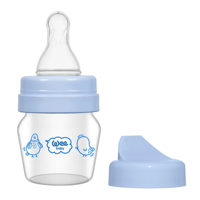 Wee Baby | Mini Glass Trainer Cup Set from 0-6M Blue | 30ml | 2 Pcs