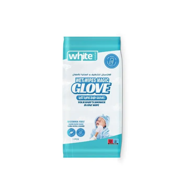 White | Wet Wipes Glove | 1 Pcs