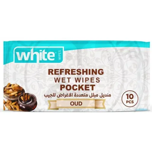 White | Multipurpose Refreshing Pocket with Oud Scent | 10 Wipes