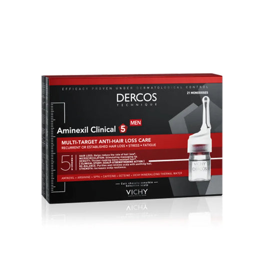 Vichy | Dercos Aminexil Clincal 5 Anti Hair Loss for Men 21 Ampoules | 6ml