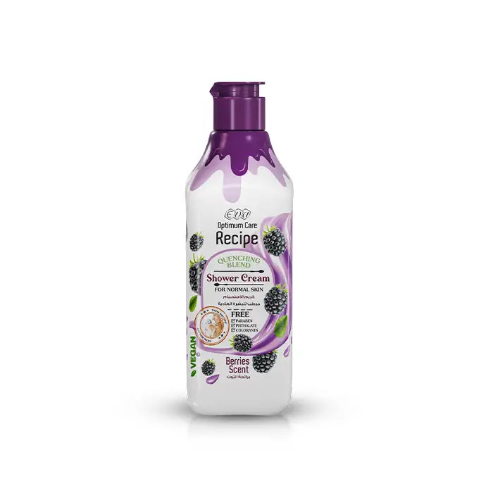 Eva Optimum Care Recipe Quenching Blend Shower Cream For Normal Skin - Berries Scent 370 Ml