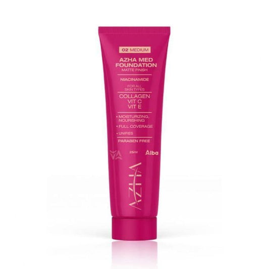 Azha Foundation 02, with Niacinamide and Vitamin C, Non-Comedogenic, 12-Hour