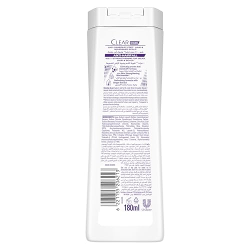 CLEAR Anti Dandruff 2IN1 Shampoo and Conditioner Anti Hairfall, for 10X Stronger Hair, 180ML