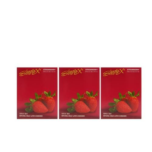 Simplex Strawberry Fragrance Ultra-Thin Natural Latex Condoms – 3 Packs – 3 Pieces Each – Flavored & Comfortable