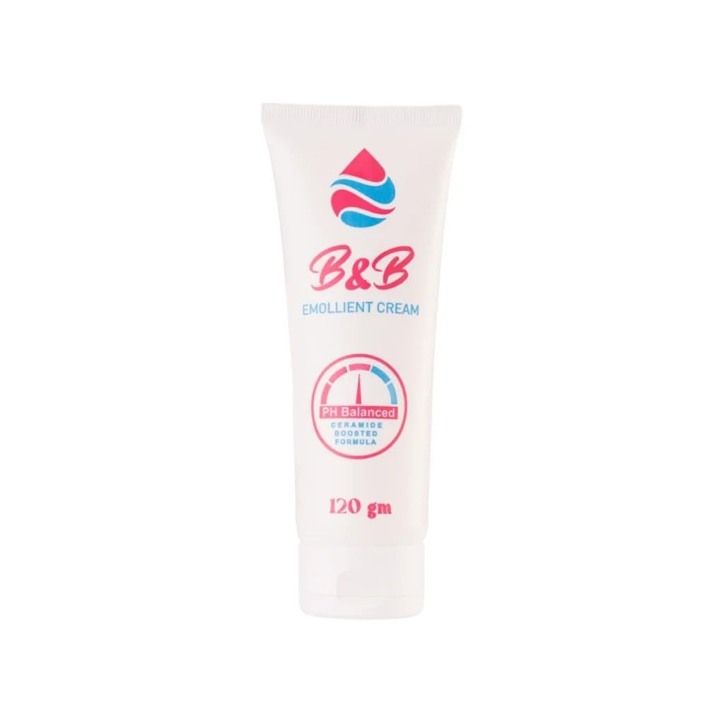 B&B Emollient Cream, pH Balanced Ceramide Boosted Formula, Deep Moisturizing for Sensitive Skin, 120 gm