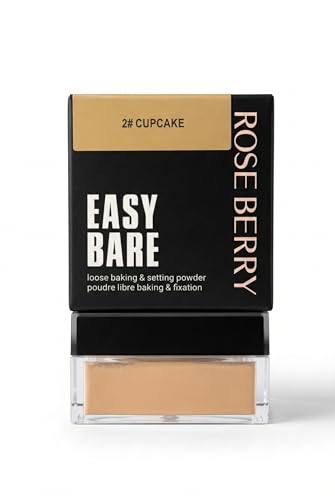 Rose Berry Easy Bare Loose Baking and Setting Powder, Translucent Face Powder, 20g, Shade 2# Cupcake