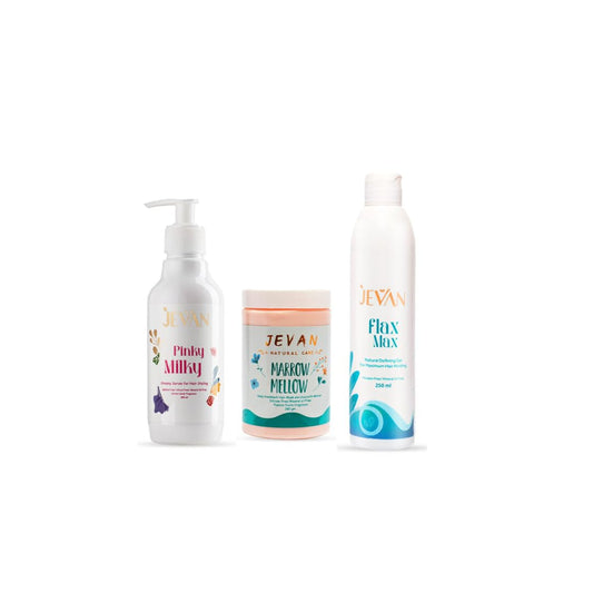 JEVAN The Frizziness Fighter Kit (Marrow Mellow Mask + Pinky Milky Leave-In + Flax Max Gel)