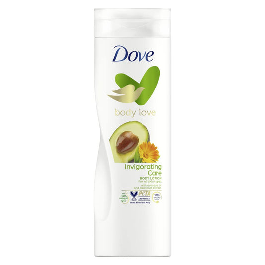 Dove Body Love Invigorating Care Body Lotion, made with 100 percent Natural Oils, Avocado Oil and Calendula Extract, up to 72 hours of Moisturization 400ml