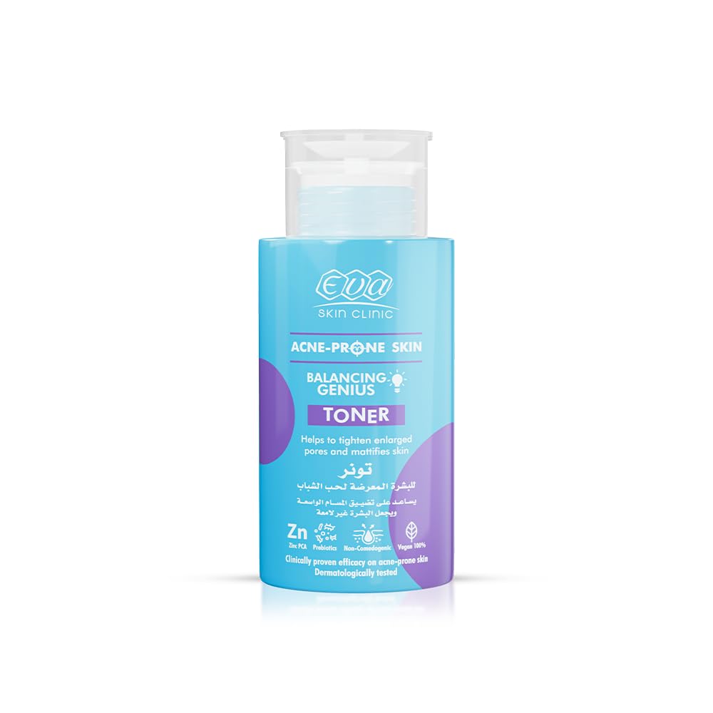 Eva Skin Clinic Acne-Prone Toner For Clean & Matte Skin, Minimizes Pores, Oil-Control, Acne-Safe, Suitable for Oily Skin, 200 ML