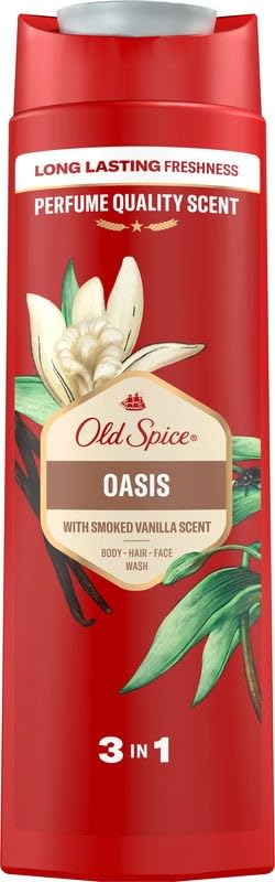 Old Spice Oasis 3in1 shower gel for face, body and shampoo Long lasting for men 400 ml
