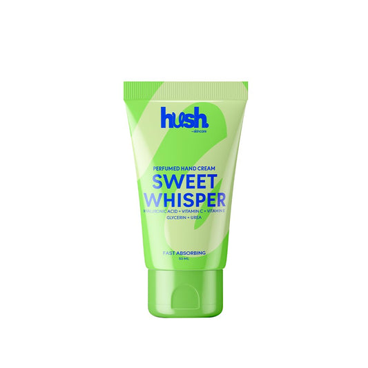 Hush Skincare Sweet Whisper Hand Cream – Scent: Fruity Floral Sweet– with Hyaluronic Acid, Urea & Glycerin, Enriched with Vitamins C & E, 50 ml