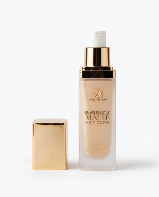 Rose Berry Flawless Stay Matte Foundation, Medium to Full Coverage, 35ml, Shade 01