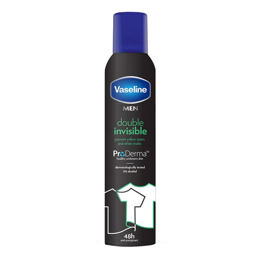 Vaseline Double Invisible (Men) Pro-Derma Antiperspirant Spray 250 Ml | 48H Sweat Protection And Long Lasting Freshness