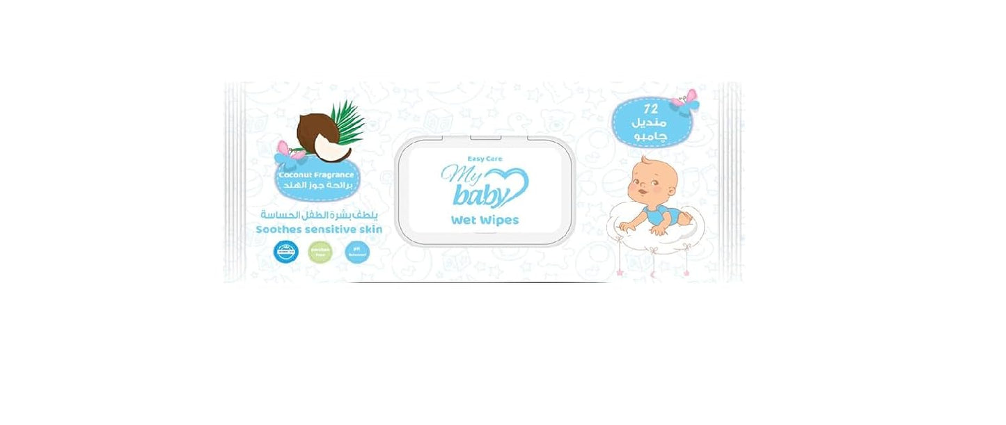 Easy Care Baby Wipes, Coconut Scent, 72 Wipes