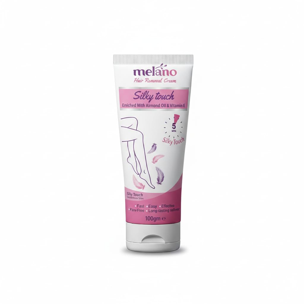 Melano Pharma Hair Removal Cream, Silky Touch, Enriched with Almond Oil & Vitamin E, Fast Acting in 5 Minutes, 100gm