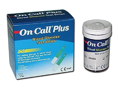 GIMA Glucose Strips to Measure the Glucose Concentration in Whole Blood, which work with On Call Plus II e On Call Plus Blood Glucose Meters - box of 50 strips.