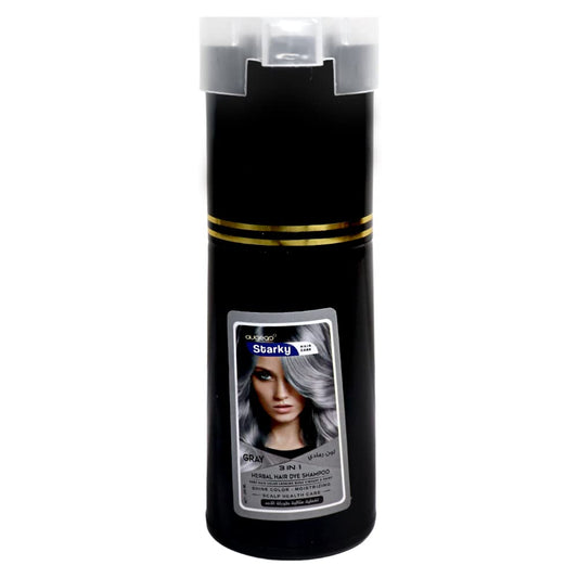 Starky herbal hair dye shampoo 3 in1 gray shine color,moisturizing,scalp health care ultra long lasting (g40) color gray-250ml