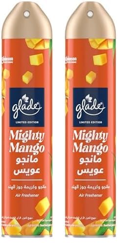 Glade Aerosol mighty mango Air Freshener, Refresh Every Room In Your Home, 300ml (Pack of 2)