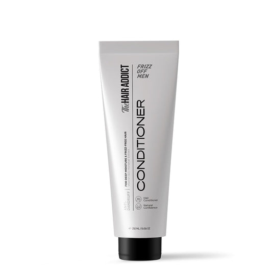 The Hair Addict MEN| Frizz-Off MEN Conditioner 250ml – Naturally Moisturizing & Strengthening Anti-Dandruff Conditioner | Frizz Control | Vitamin B3 + Horsetail Extract + Grape Seed