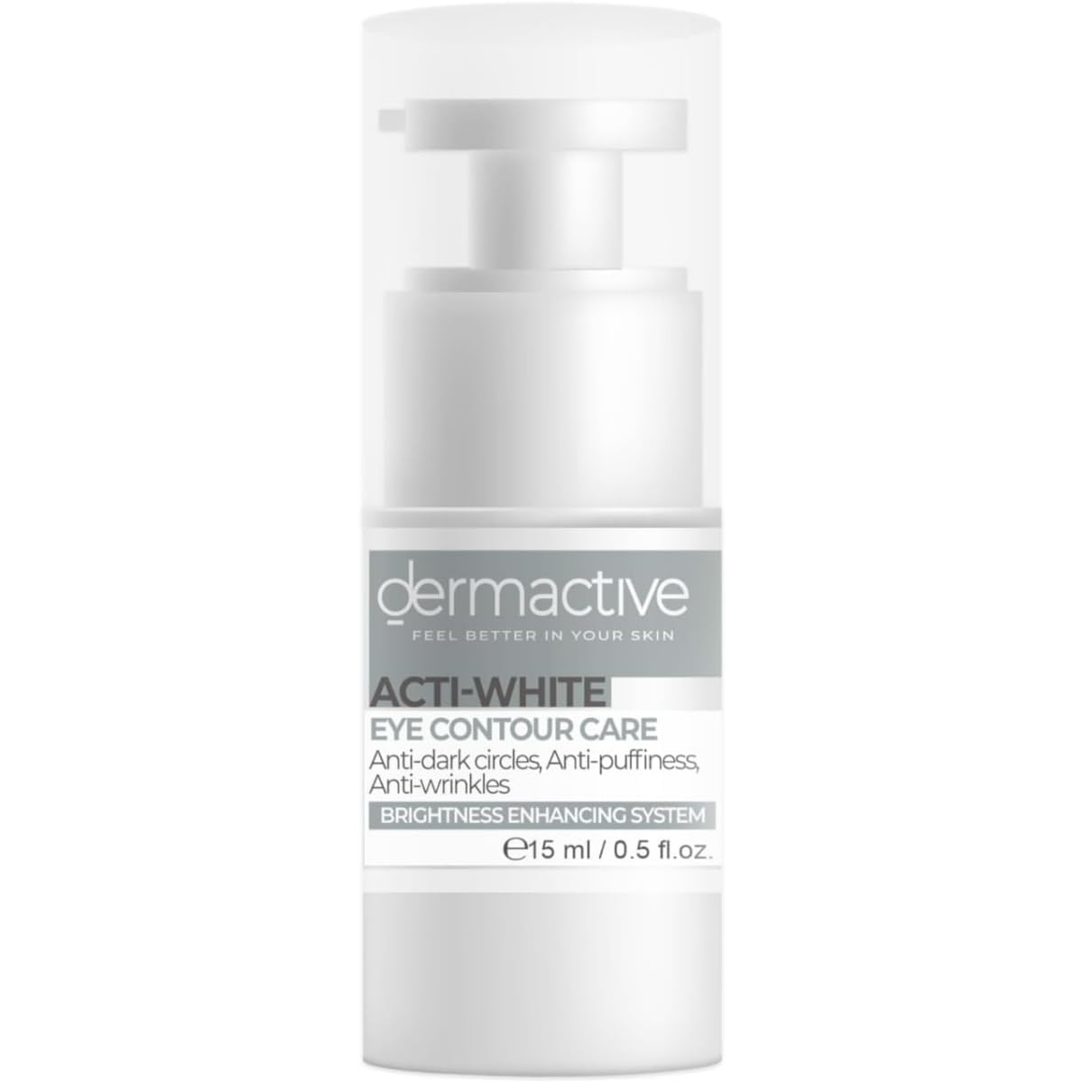 DERMACTIVE Acti White Eye Contour – 15 ml 4-in-1 Eye Solution, Brightens, De-Puffs, Hydrates, Revives Tired Eyes All Skin Types, Fragrance-Free, Daily Use – AM & PM