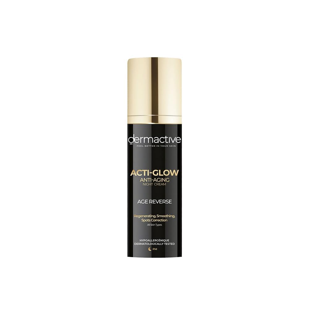 DERMACTIVE Acti Glow Night Cream 50ml | Anti-Aging Moisturizer with Peptides, Hyaluronic Acid & Vitamin C – Restores & Brightens Skin Overnight