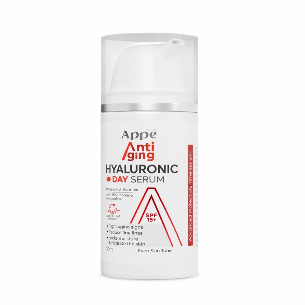 Cosmo APPE Hyaluronic Day Serum 30ml - Anti-Aging Face Serum with SPF 15+, Niacinamide & Argireline - Hydrating & Plumping Formula to Reduce Fine Lines and Even Skin Tone - Timeless Skin Care