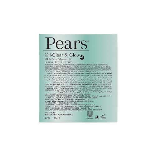 PEARS Oil Clear & Glow Bar Soap Pack of 4