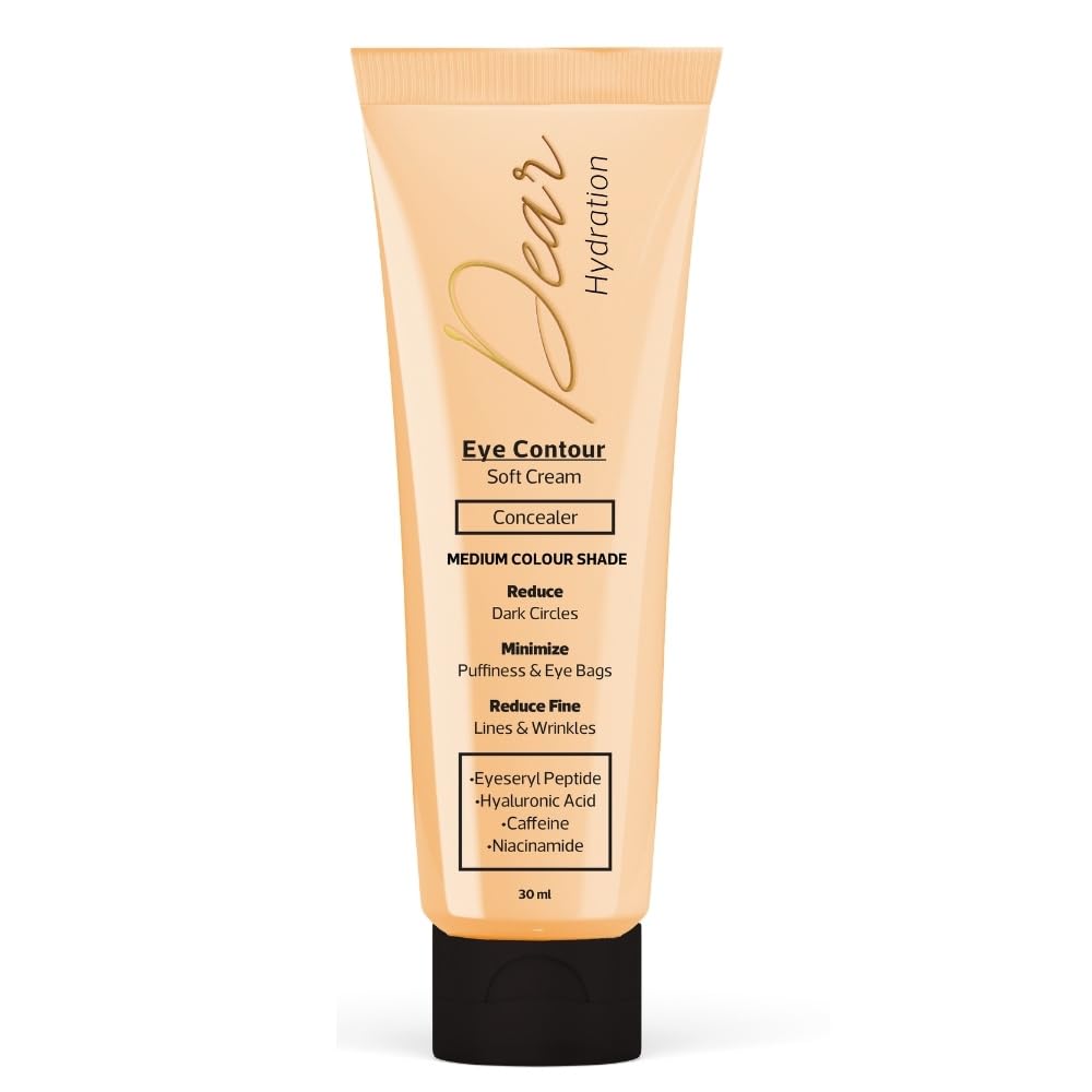 Dear Eye Soft Eye Contour Cream (Concealer) Medium Colour 30 ml Eye Contour - Treatment Cream- With Caffeine -Hyaluronic Acid & Peptide - Anti-Wrinkle-Deep Moisturizing