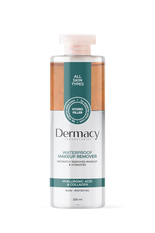 Dermacy Labs Waterproof Make-Up Remover 200 mL | Collagen & Hyaluronic Acid | Gently Removes Waterproof Makeup While Hydrating & Strengthening Skin Barrier | Dermatologist Tested, Fresh Scent