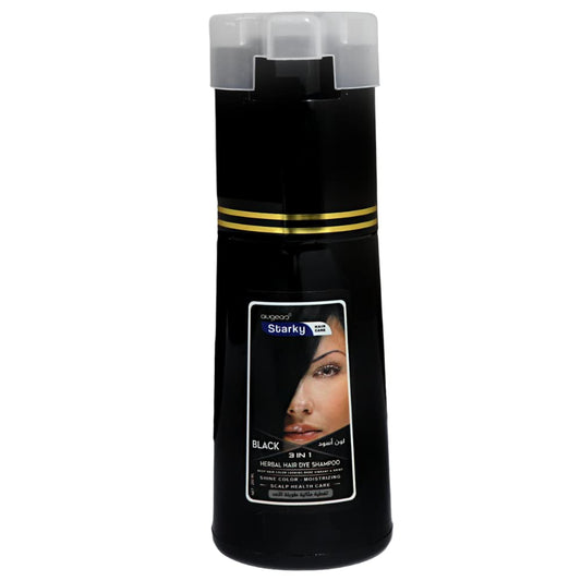 Starky herbal hair dye shampoo 3 in1 black shine color,moisturizing,scalp health care ultra long lasting (b01) color black-250ml