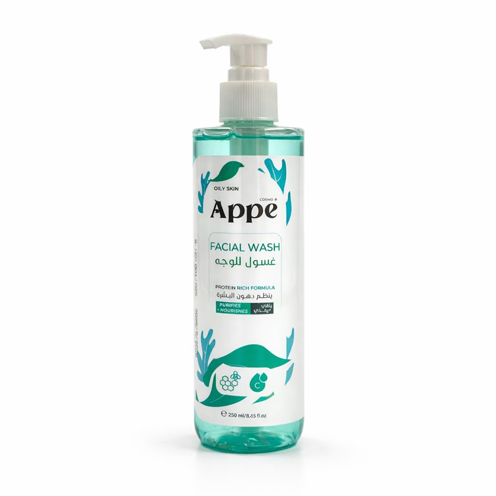 Cosmo APPE Facial Wash for Oily Skin 250ml - Deep Purifying & Oil Control Face Cleanser - Protein-Rich Formula to Regulate Sebum & Nourish Skin - Shine-Free Daily Wash for a Clear Complexion