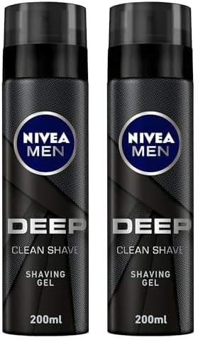 NIVEA MEN Shaving Gel, DEEP Clean Shave Antibacterial Black Carbon, 200ml (Pack of 2)