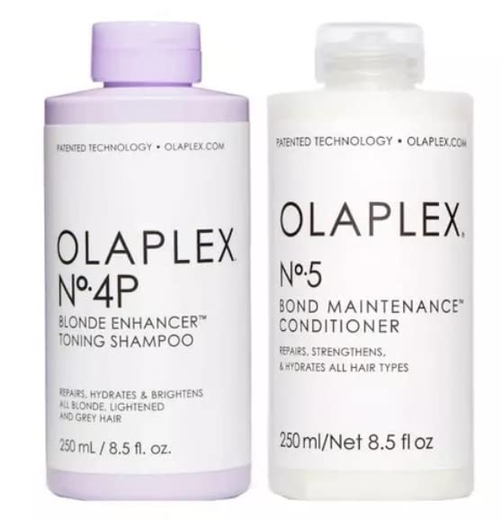 OLAPLEX No4P and 5 Blonde Enhancer Toning Shampoo And Conditioner 250ml