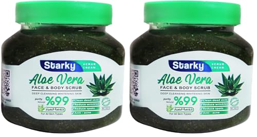 Starky scrub cream face & body scrub deep cleansing whitening skin with aloe vera for all skin types-300ml (Pack of 2)