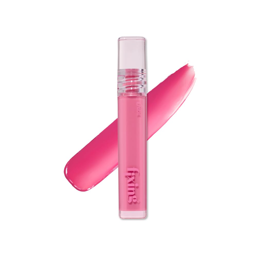 ETUDE Glow Fixing Tint for Plump & Fuller Lips | Non-Sticky, Moisturising, Vegan Gloss| Shade 07- Cold Fuchia, 3.8g