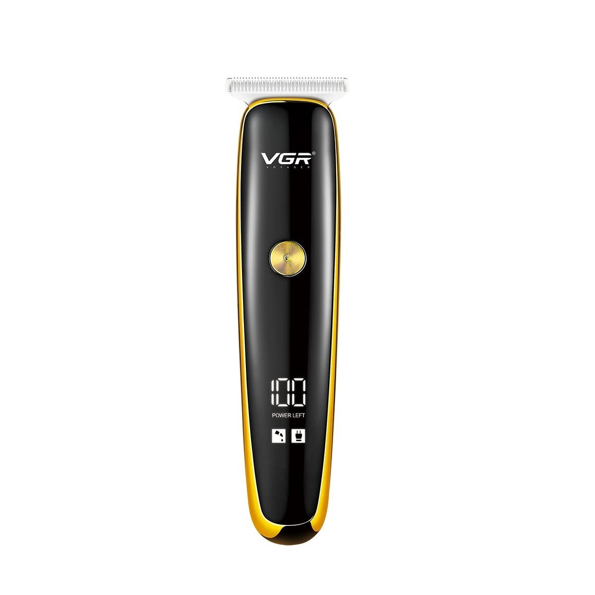VGR V-966 Professional Rechargeable Digital Display Cordless Beard Hair Trimmer Kit with Guide Combs Brush USB Cord for Men, Family or Pets Rechargeable Li-ion Battery 120 minutes Runtime - Gold