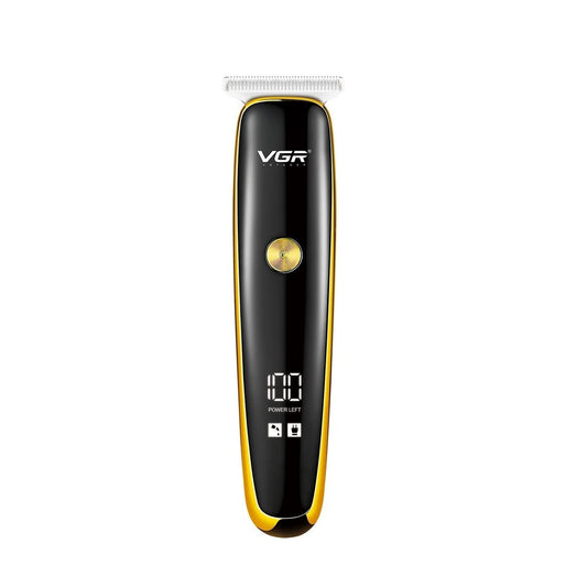 VGR V-966 Professional Rechargeable Digital Display Cordless Beard Hair Trimmer Kit with Guide Combs Brush USB Cord for Men, Family or Pets Rechargeable Li-ion Battery 120 minutes Runtime - Gold