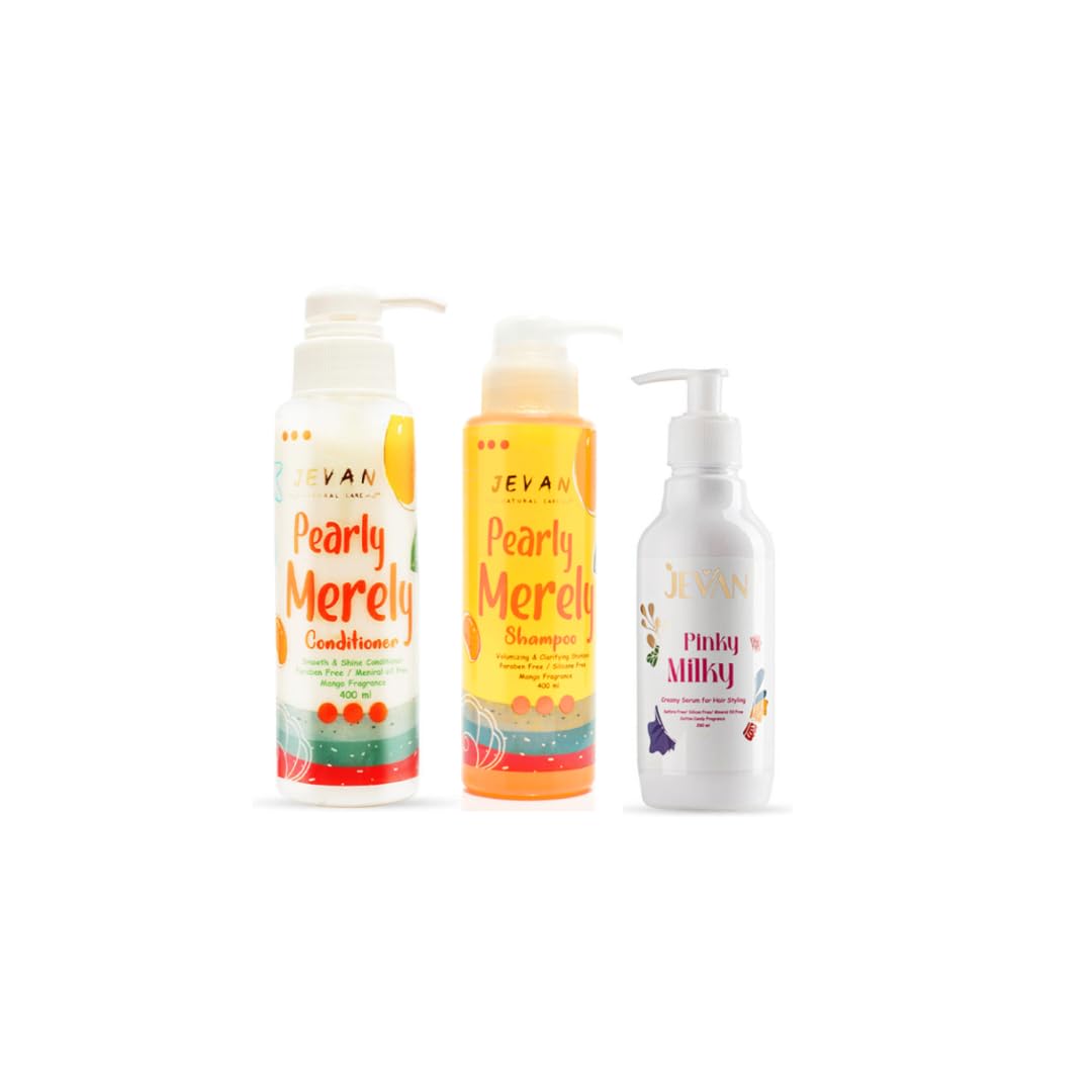 JEVAN Extra Shining Set (Pinky Milky Leave-In + Pearly Merely Shampoo + Pearly Merely Conditioner)