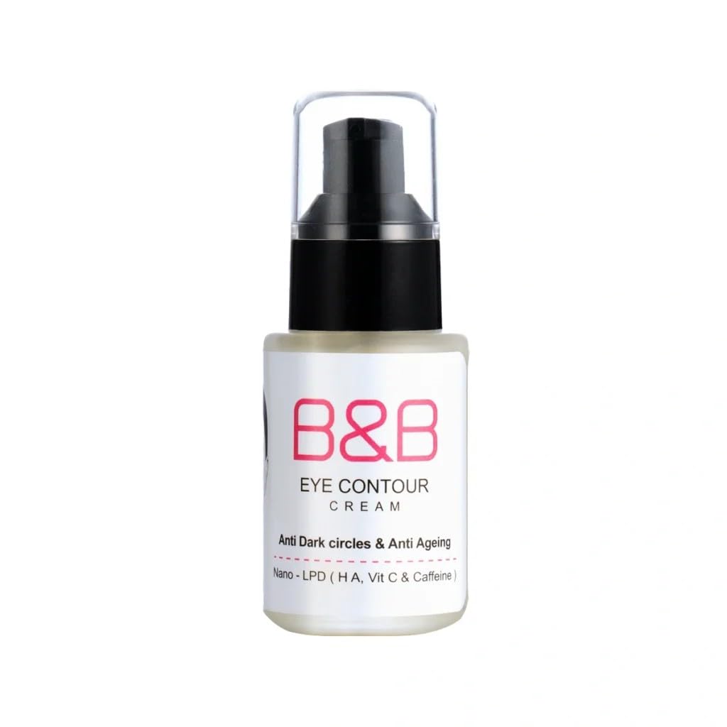B&B Eye Contour Cream, Anti Dark Circles & Anti Ageing, Nano-LPD with HA, Vitamin C & Caffeine, Instant Tightening & Fine Lines Filling, 30g