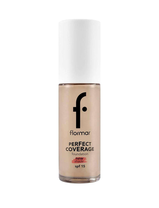 Flormar Perfect Coverage Foundation – 131 Warm Nude – Soft Rich Texture, Smooth-Looking Skin, Up to 12H Fresh Wear, SPF 15