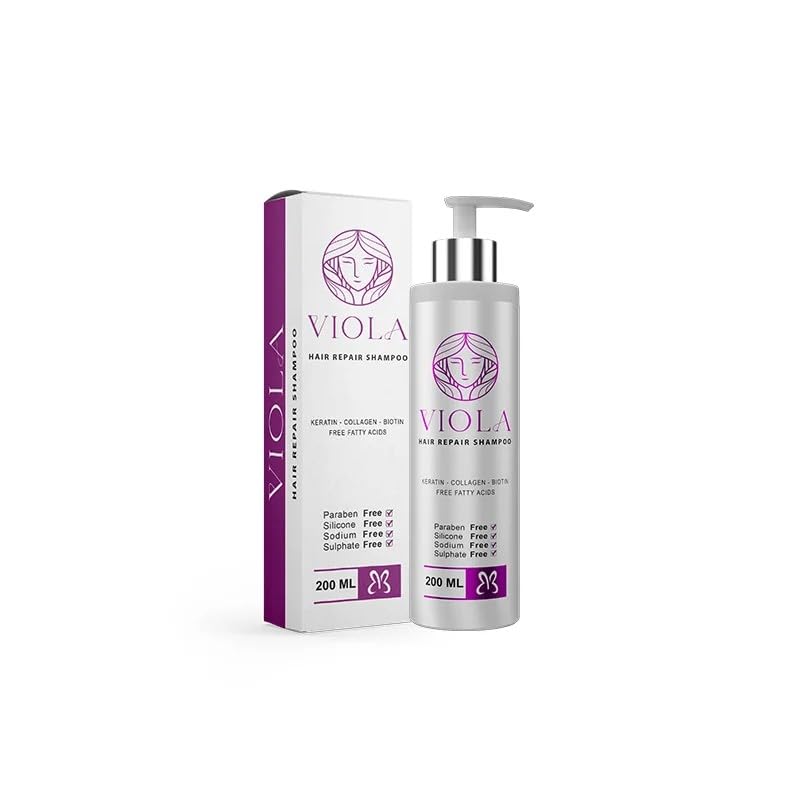 VIOLA Hair Repair Shampoo with Keratin, Collagen, Biotin and Argan, Paraben Free, Silicone Free, Sulphate Free, 200 ML
