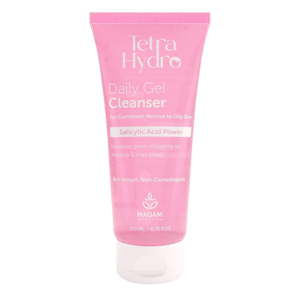 Tetra Hydro Daily Gel Cleanser for Combined to Oily Skin, solution for combined, healthy glow, Non-comedogenic, Salicylic Acid, Makeup Removal, Deep hydration, Glycerin gel, Oil Control, 200 ml