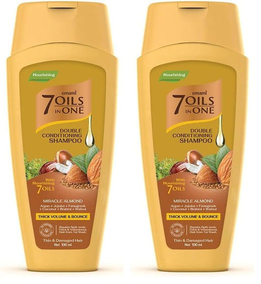 Emami 7 Oils in One Double Conditioning Shampoo Miracle Almond 100 ML (Pack of 2)