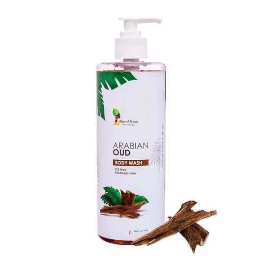 RAW AFRICAN | Oud Body Wash | 500 gm | Shower Gel | Organic Cleanser | Gentle Exfoliating | Agarwood | Vegan | 100% Natural Essential Oils