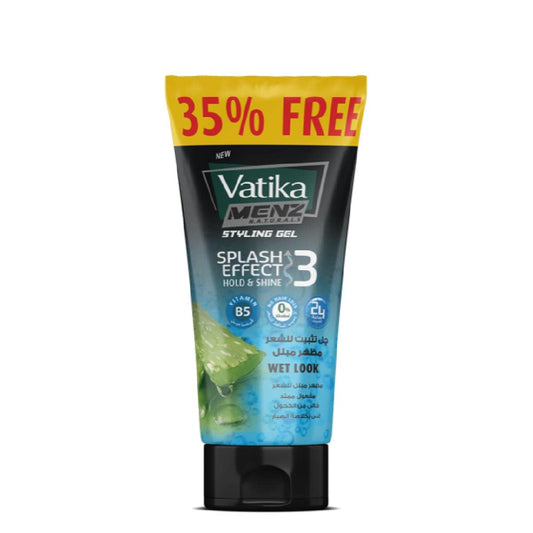 Vatika Naturals Menz Wet Look Styling Hair Gel (185mL) + 35% Extra |With Splash Effect and Fresh Look | Strong Hold and High Shine | Easy to Style