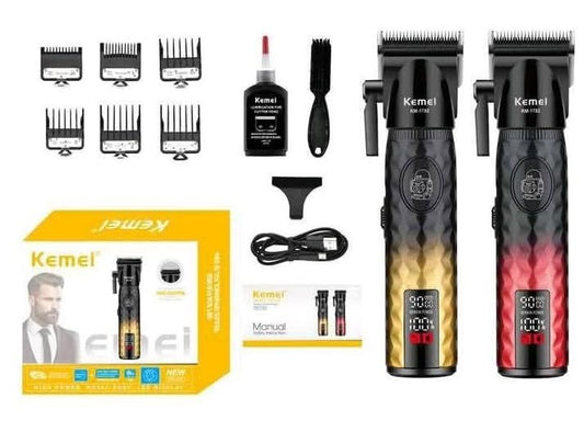 KEMEI KM-1782 Professional Shaver Metal Body Black DLC Blades 2 Turbo Speeds Up to 9000RPM