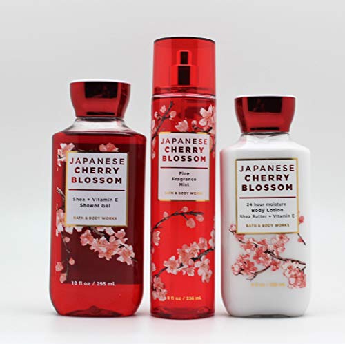 Bath & Body Works Japanese Cherry Blossom 3 pc Daily Trio Bundle