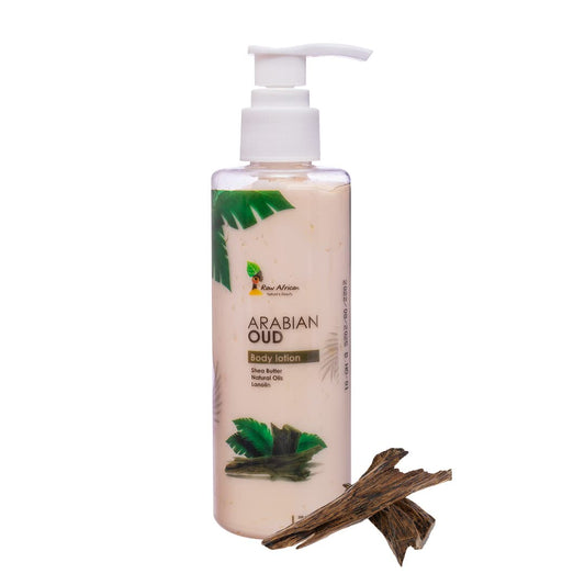 RAW AFRICAN | Oud Body Lotion | 200 gm | Daily Body Moisturizer | Softer and Smoother Skin | Shea Butter | Vitamin E | Organic | Vegan | 100% Natural Essential Oils